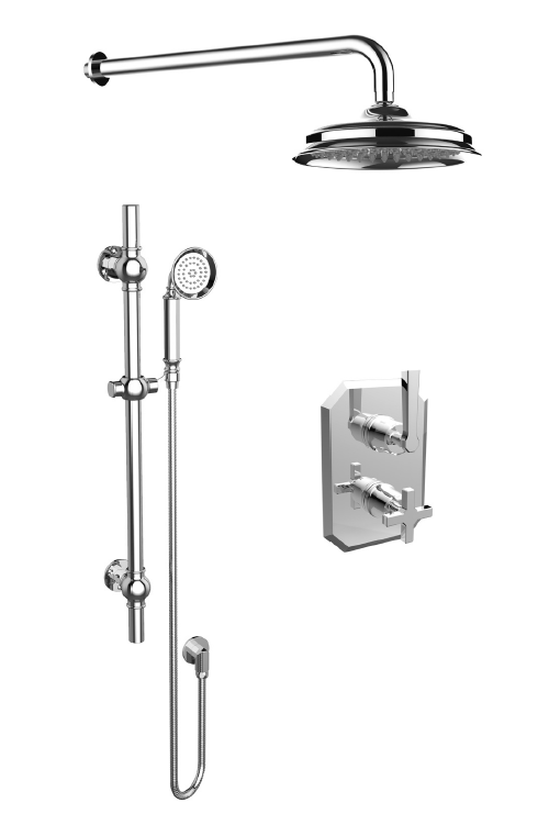 CROMWELL 2 way shower kit with lever & cross handles - Chrome
