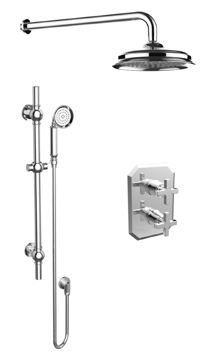 CROMWELL 2 way shower kit with cross handles - Chrome