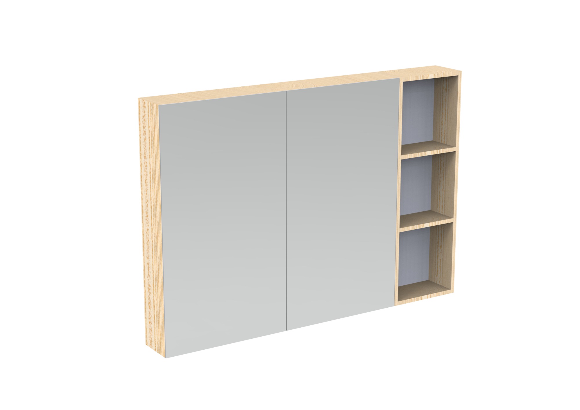 Central Cabinet - 800 2 Door cabinet + 300 Open shelved unit - Light Oak