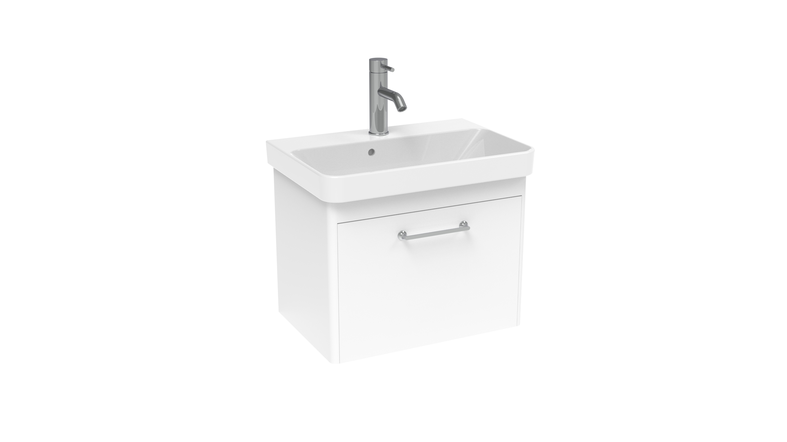 HYDE LITE 55x37cm washbasin & 1 drawer wall mounted unit - Gloss White