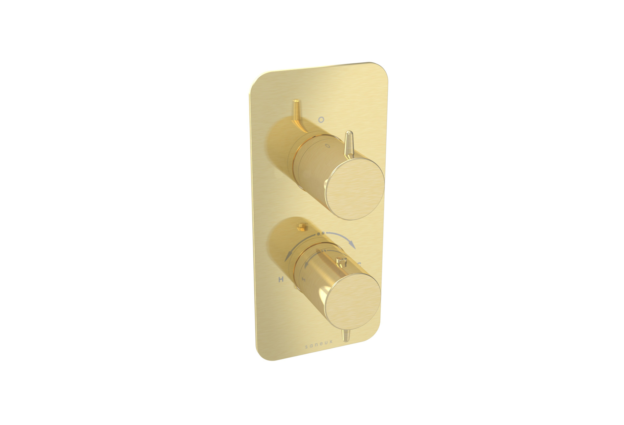EDEN 1 way thermostatic shower valve kit in portrait - Brushed Brass