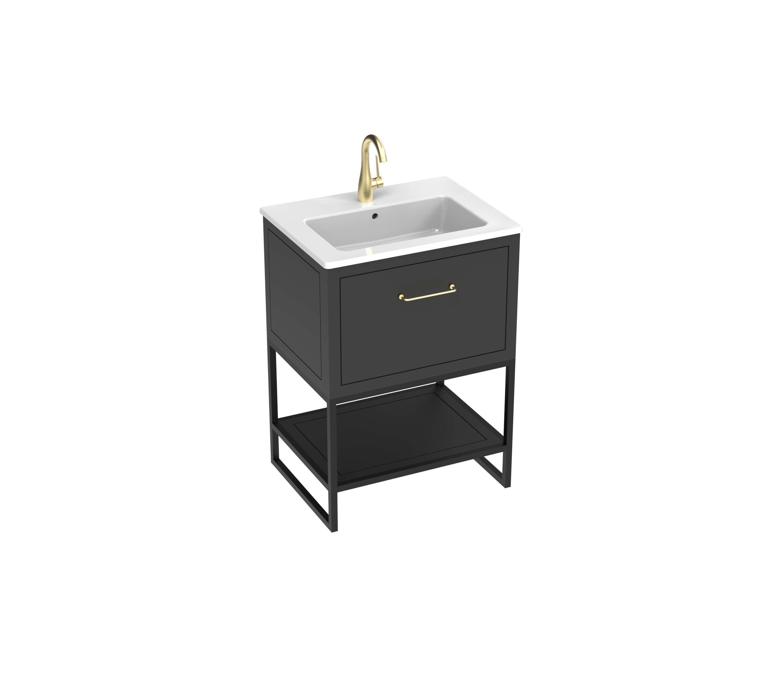 KINGSBURY 60cm 1 drawer floor standing unit - Matte Anthracite